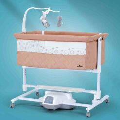 StarAndDaisy Dream Baby Cradle with Automatic Swing and Wheels, Mosquito Net, Height Adjustment - Beige