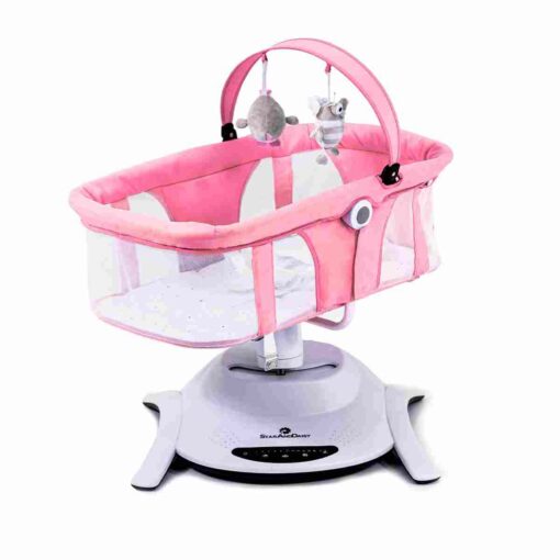 Baby Rocker Swing Cradle, Electric Rocker for Babies with Adjustable Speed, Swing Nest 2-in-1 Newborn Cradle with Removable Baby Toys, and Breathable Bliss (Pink) - StarAndDaisy