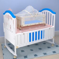 StarAndDaisy Premium Baby Bed Cot with Wooden Cradle with Mosquito Net Stand & Huge Storage Space - Complete Nursery Set for Infants