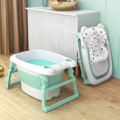Bathing Tub For Newborn Baby, Vertical Bath Tub with Cushion, Newborn Comfort to Toddler Fun (Green) - StarAndDaisy