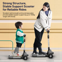strong structure of kick on kids scooter black