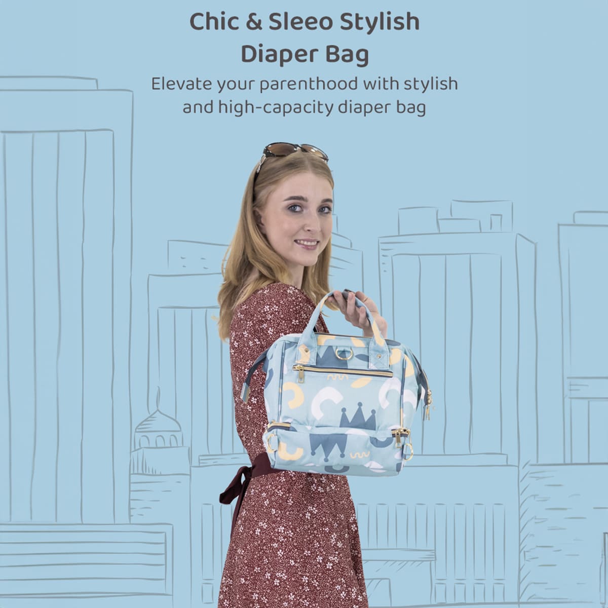 StarAndDaisy Maternity Bag, Diaper Bag Backpack, Multi Utility Diaper Bag, Baby Changing Bags, Large Capacity (Trendy – Blue)