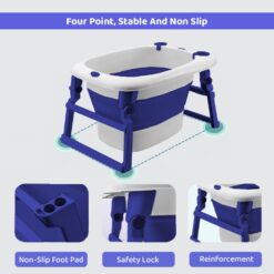 Bathing Tub For Newborn Baby, Vertical Bath Tub with Cushion, Newborn Comfort to Toddler Fun (Blue) – StarAndDaisy