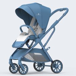Chariot Travel-friendly Stroller for Newborn - Luxury Stroller Pram for Baby with Reversible Handle & Bassinet with High-View Seating & Two-Way Reclining Pram for Newborn Baby Age 0 to 3 Years (Q7- Blue) - StarAndDaisy