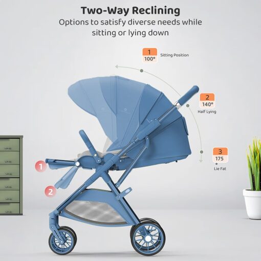Chariot Travel-friendly Stroller for Newborn - Luxury Stroller Pram for Baby with Reversible Handle & Bassinet with High-View Seating & Two-Way Reclining