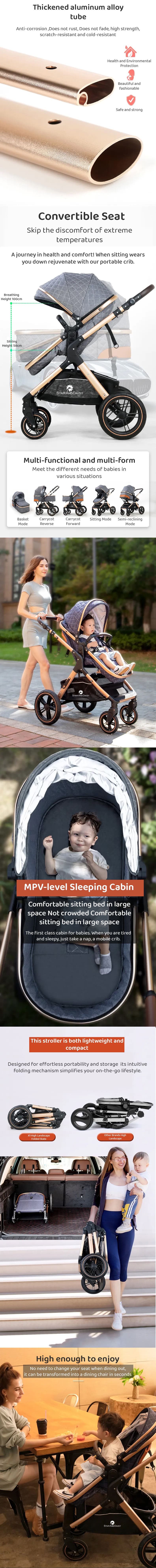 Travel Friendly Luxury Baby Stroller Pram for Kids