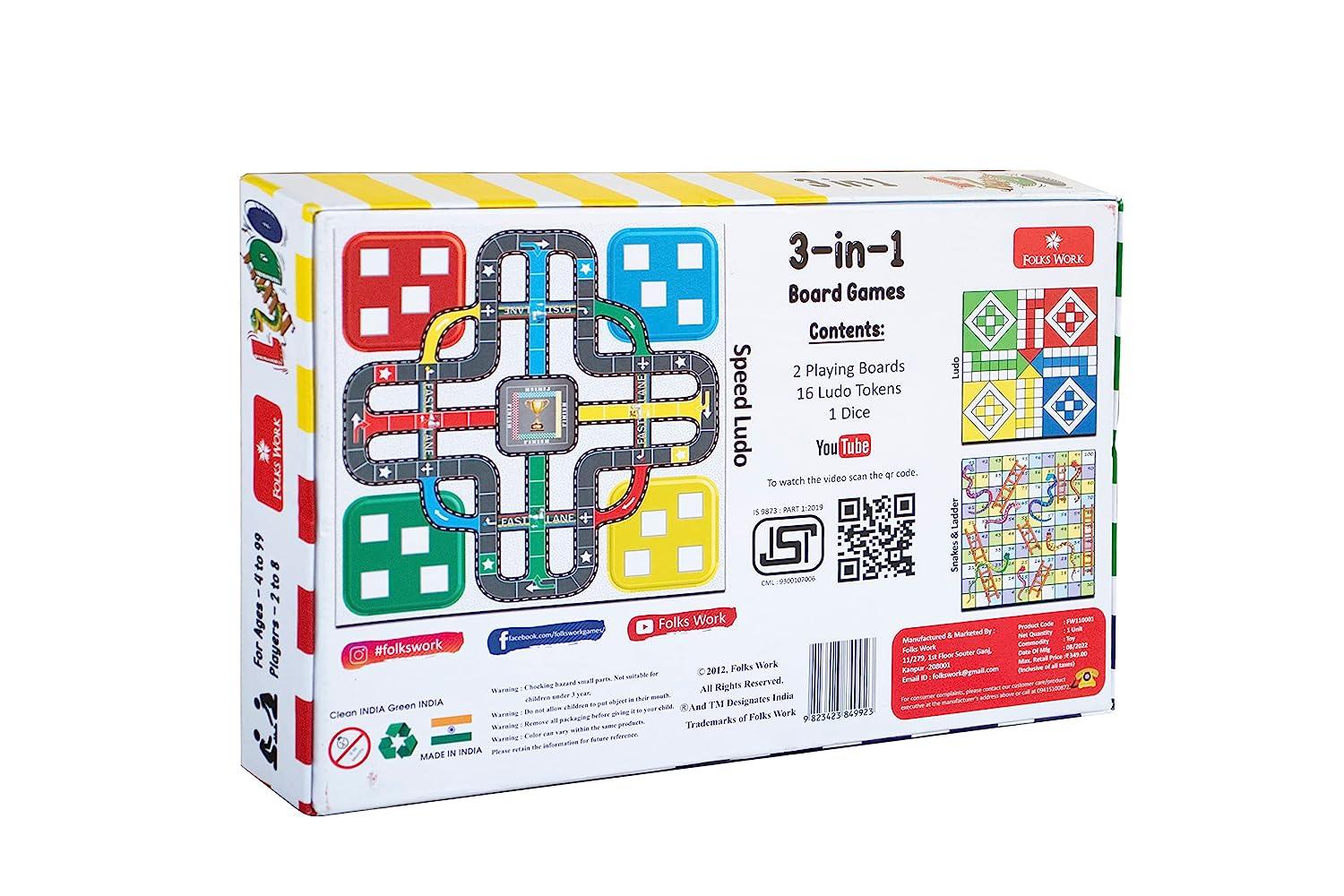 Ludo 3 in1 Board Game - Best Board Game for all Age Group