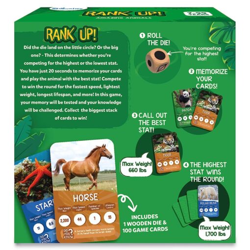 Skillmatics Rankup Amazing Animals Trump Card Game - Rank Up Animals for Family Fun Time