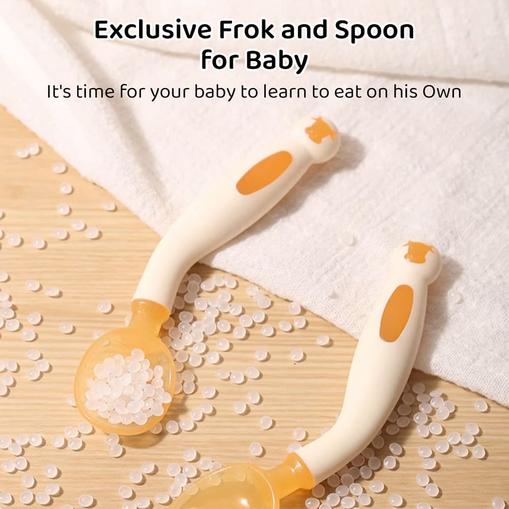Baby Soft Silicone Spoon Utensils Set Auxiliary Food Toddler Learn To Eat  Training Bendable Soft Fork Infant Children Tableware