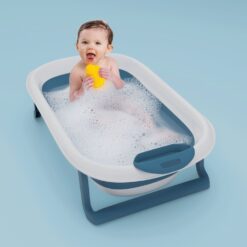 Foldable Baby Bath Tub - Anti Slip Bathtub For Kids with Soap Bar (BT Basic Blue) - StarAndDaisy
