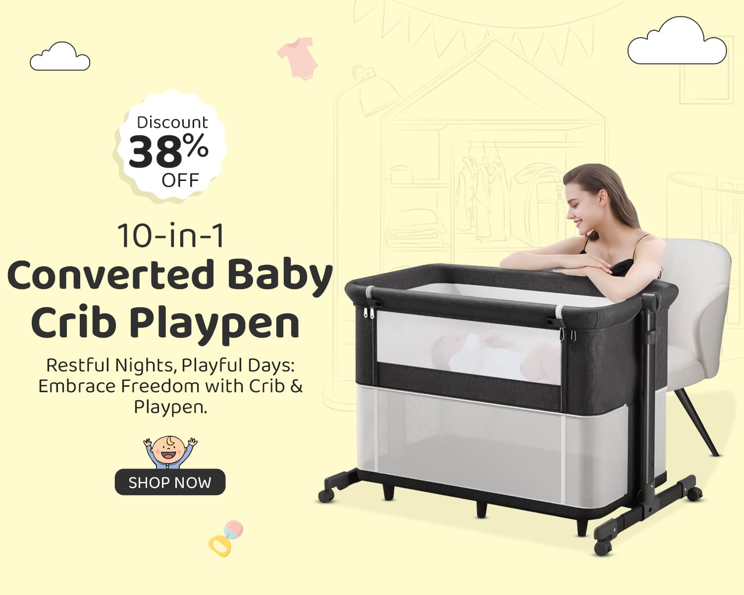 10-in-1 Converted Baby Crib Playpen
