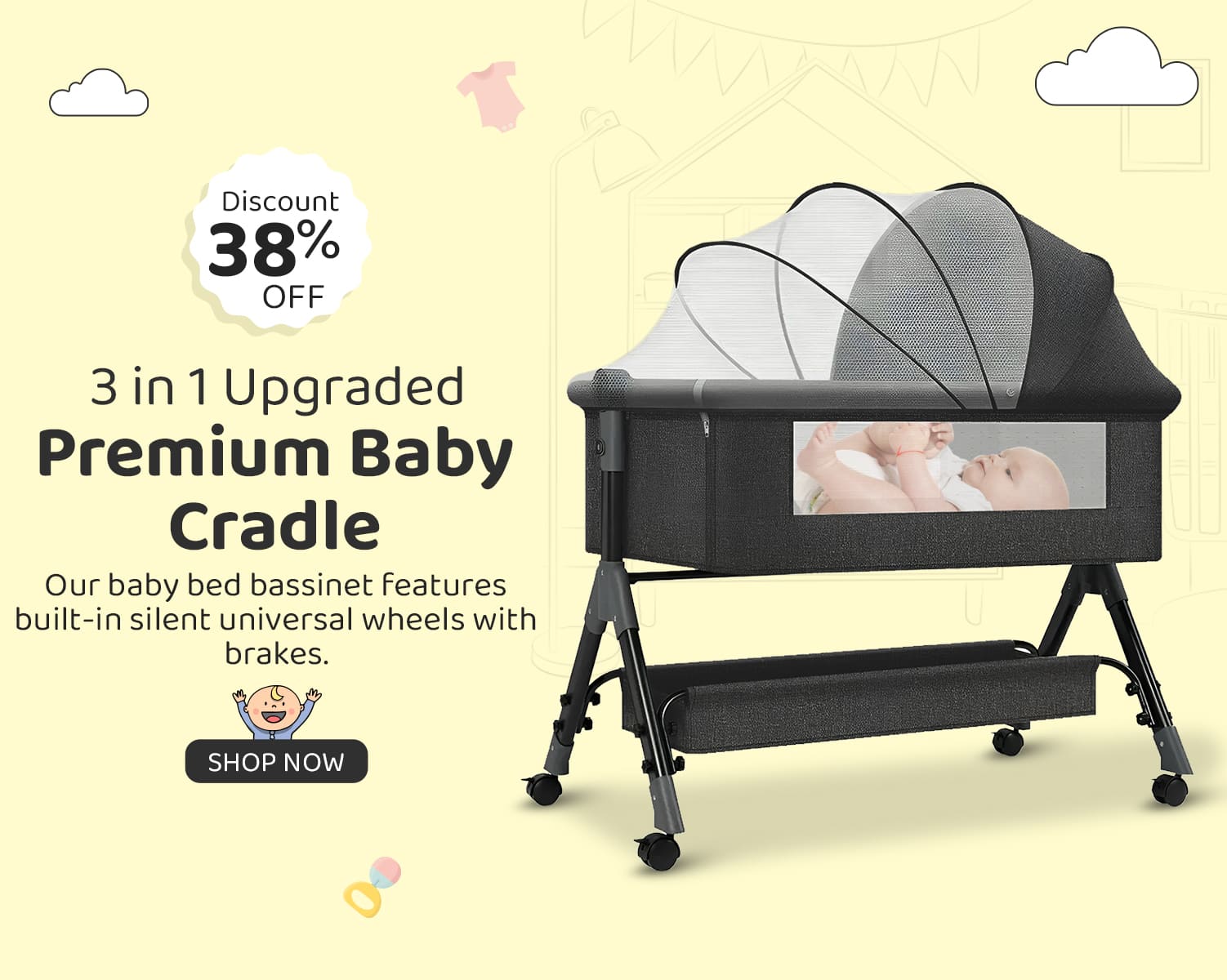 3in 1 Upgraded Premium Baby Cradle