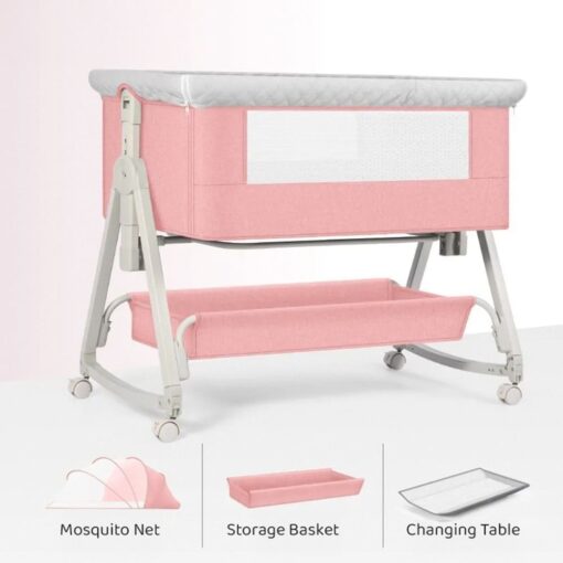 Parts of Moving Bed Crib Cradle StarAndDaisy Pluto 3-in1 Baby Crib Cradle with Mosquito Net - Baby Bed Side Bassinet