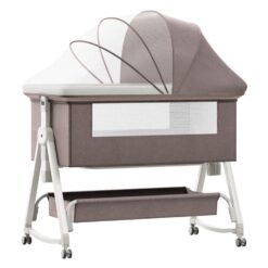 StarAndDaisy Pluto Luxury Baby Crib Cradle with Height Adjustment and  Soft Foam Mattress with Storage basket - Brown