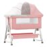 StarAndDaisy Pluto 3-in1 Baby Crib Cradle with Mosquito Net - Baby Bed Side Bassinet with Adjustable Height - Pink