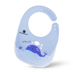 StarAndDaisy Silicone Feeding Bibs for infants with Adjustable Neckline Button (Whale Print) -