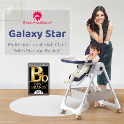 StarAndDaisy Galaxy Star High Chair for Baby with Detachable Dining Tray, Height Adjustment for For 6 months to 4 years Toddlers & Kids (Blue)