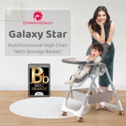 StarAndDaisy Galaxy Star Baby High Chair - Dining Seat for Kids with Height Adjustment For 6 months to 4 years old - Grey