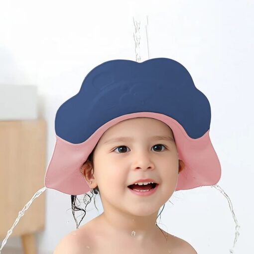 StarAndDaisy Adjustable Baby Shower Cap - Eyes and Ears Shield Hair Washing Caps for Babies - Blue and Pink