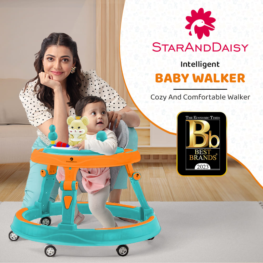 Baby Walker for Kids with Toy tray (Orange & Green) - Buy Now