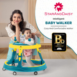 StarAndDaisy Multifunctional Intelligent Early Education Baby Walker with Toy tray (Blue & Yellow)