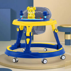 StarAndDaisy Activity Walkers for Toddlers, Multifunctional Intelligent Early Education Baby Walker with Toy Tray (Dark Blue & Yellow)