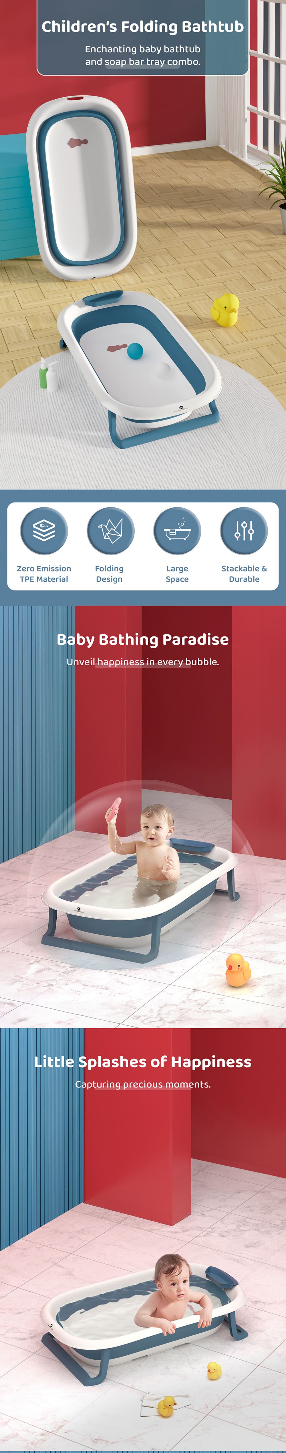 Foldable Bathtub for Baby with Soap Bar