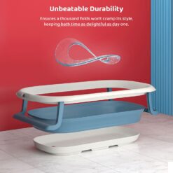 Foldable Baby Bath Tub - Anti Slip Bathtub For Kids with Soap Bar (SIBT Basic Blue) - StarAndDaisy