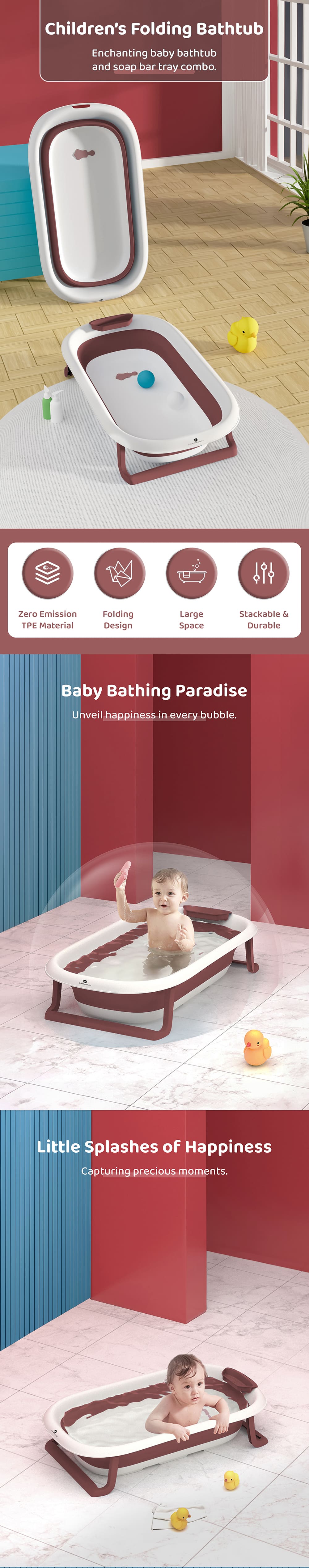 Foldable Bathtub for Baby with Soap Bar