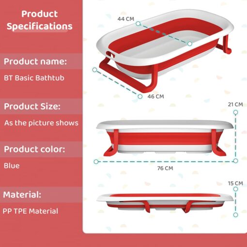Foldable Bathtub for Baby with Soap Bar - Anti Slip Bath Tub for Kids (SIBT Basic Red) - StarAndDaisy