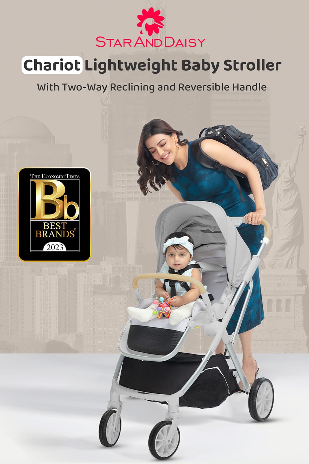 Luxury Travel Strollers with Reversible Handle and Bassinet