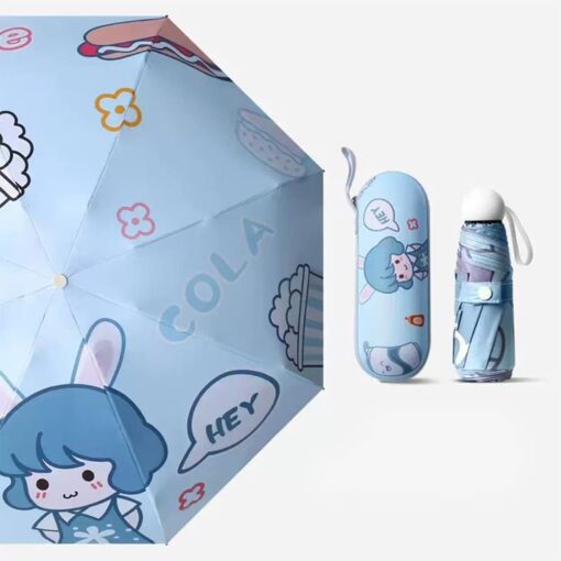 StarAndDaisy 5-Fold Kids Umbrella - Lightweight and Compact Size Umbrellas and Prevent UV Rays- Movie Cola
