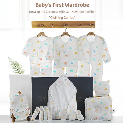 New Born Baby Clothes - Welcome Clothing Gift Set with Body Suits, Feeding Bibs, Mitton, Cap and Pillow for 0-6 months