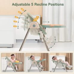 Adjustable Baby High Chair with 5 Recline Positions