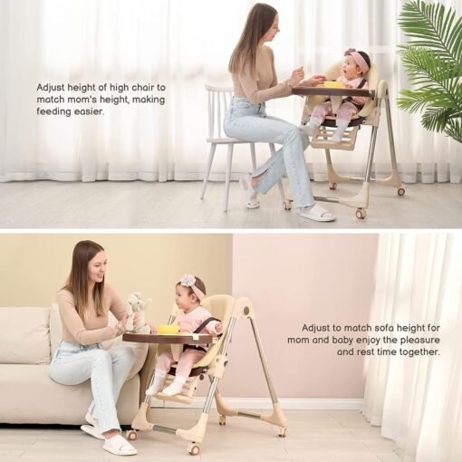 Baby Feeding High with Adjustable Heights-Brown