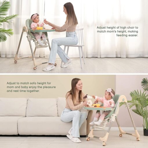Baby Feeding High with Adjustable Heights-Green