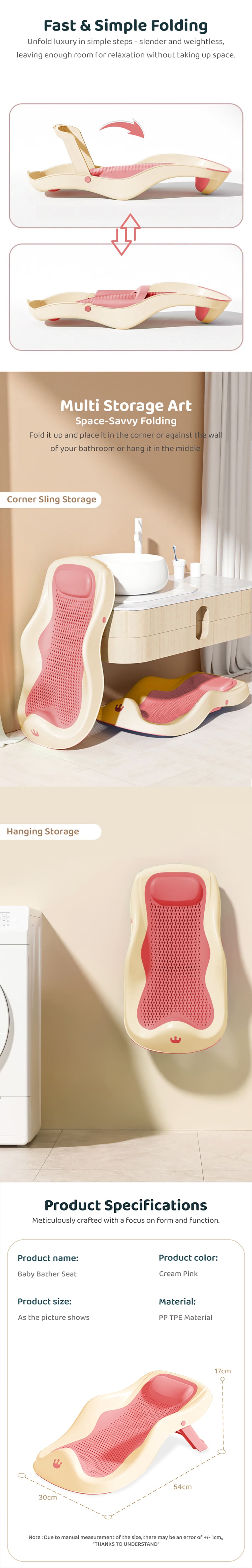 Foldable Baby Bather Seat with Hanging Design