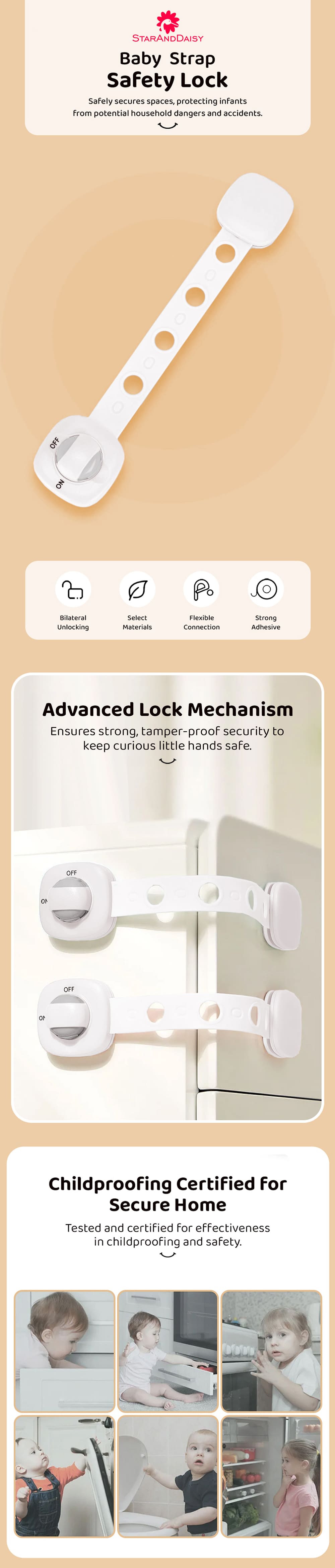 Large safety lock Flexible and secure locking