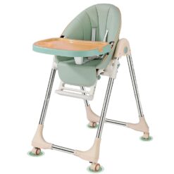StarAndDaisy Royal Baby Feeding High Chair with Detachable Food Tray and 5-Point Safety Belt with Soft Leather Seat (Green Egg)