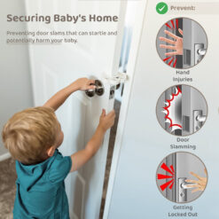 Securing baby in home with Cat paw child safety door stopper