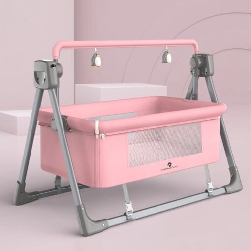 StarAndDaisy Electric Cradle for Baby Swing with Mosquito Net and Remote Control & Automatic Rocking Baby Bed - Pink