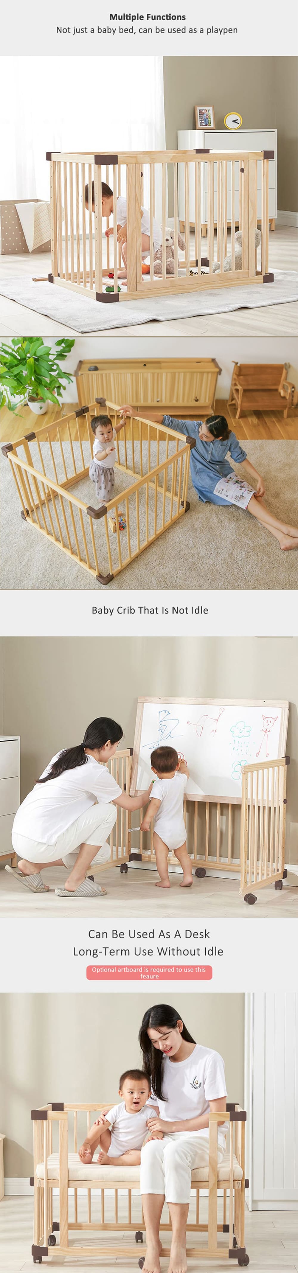 Baby Wooden Crib Converted in Baby Plapen