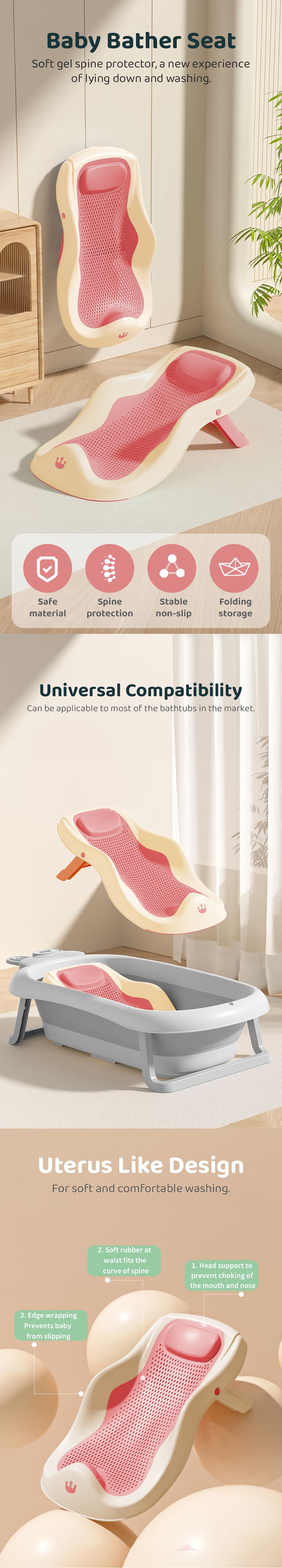 Foldable Baby Bather Seat Universal Fit