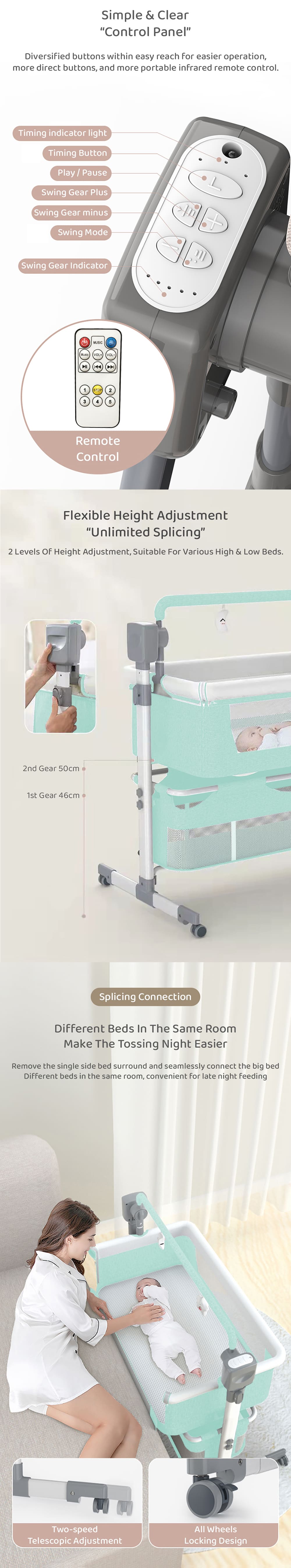 Height Adjustment Baby Cradle