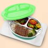 StarAndDaisy Stainless Steel Kids Dinner Plates with Three Compartments, Spill-Proof & Mess-Free Feeding for Babies - Green