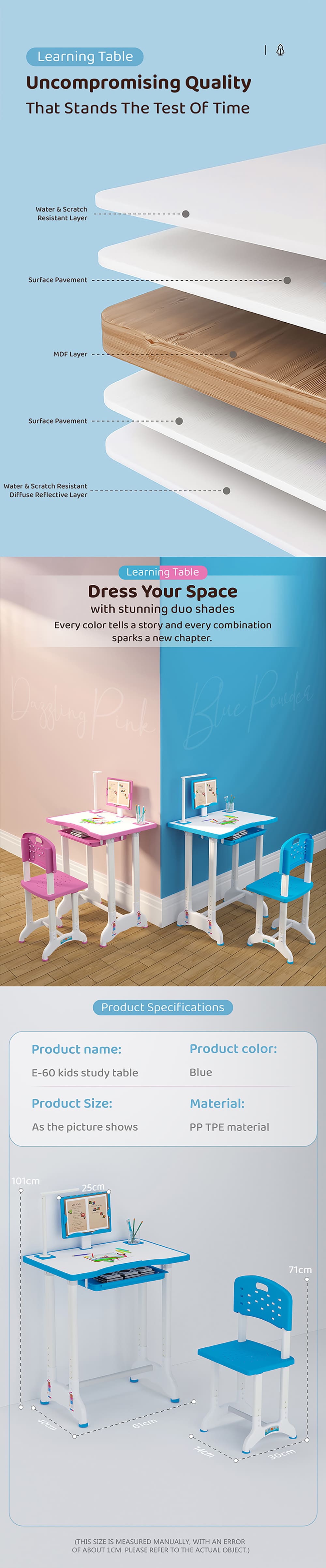 Kids Study Table - Product Specification