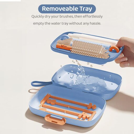 Portable Travel Bottle Cleaner Set with Removable Draining Tray