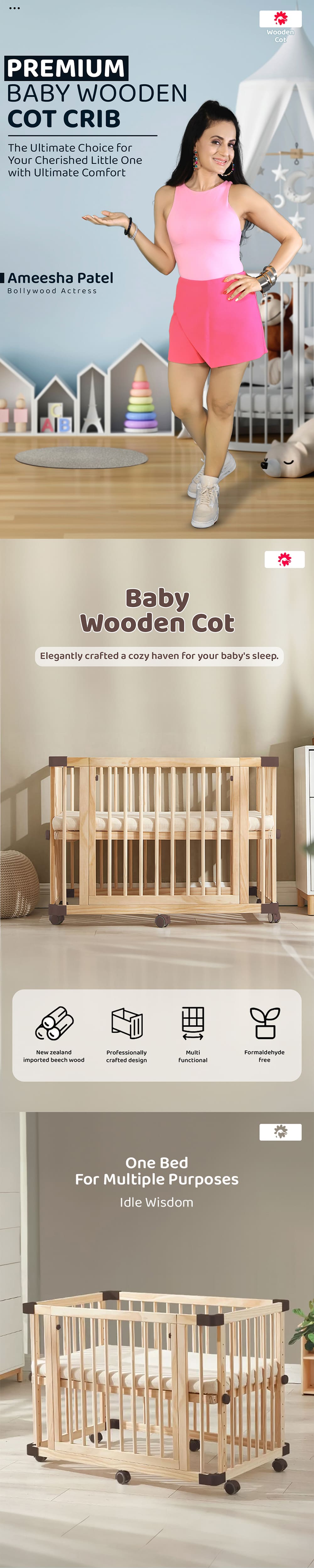 Premium Baby Wooden Cot