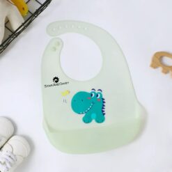 StarAndDaisy Soft Silicone Bibs for Toddler,  Waterproof Feeding Bib with Adjustable Neckline with Buttons - Green 