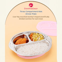 StarAndDaisy Stainless Steel Baby Self-Feeding Plates with Three Compartments, Spill-proof & Mess-Free Feeding for Babies